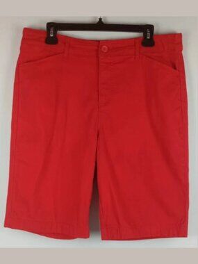 St Johns Bay Womens 14 Red 4 Pocket High Waisted Flat Front Bermuda Shorts
